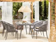 Garden Dining Table LIPARI 140 cm 80 cm Glass Grey_808185