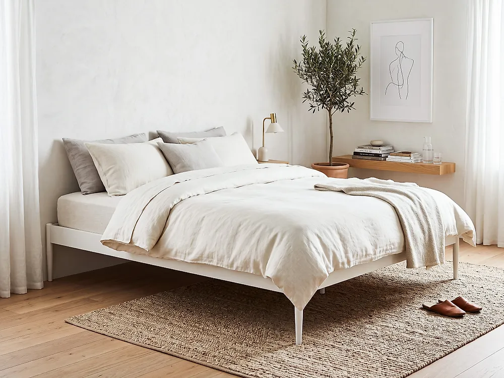 Säng med lamellram Metall VAURS 160 x 200 cm Vit_863514