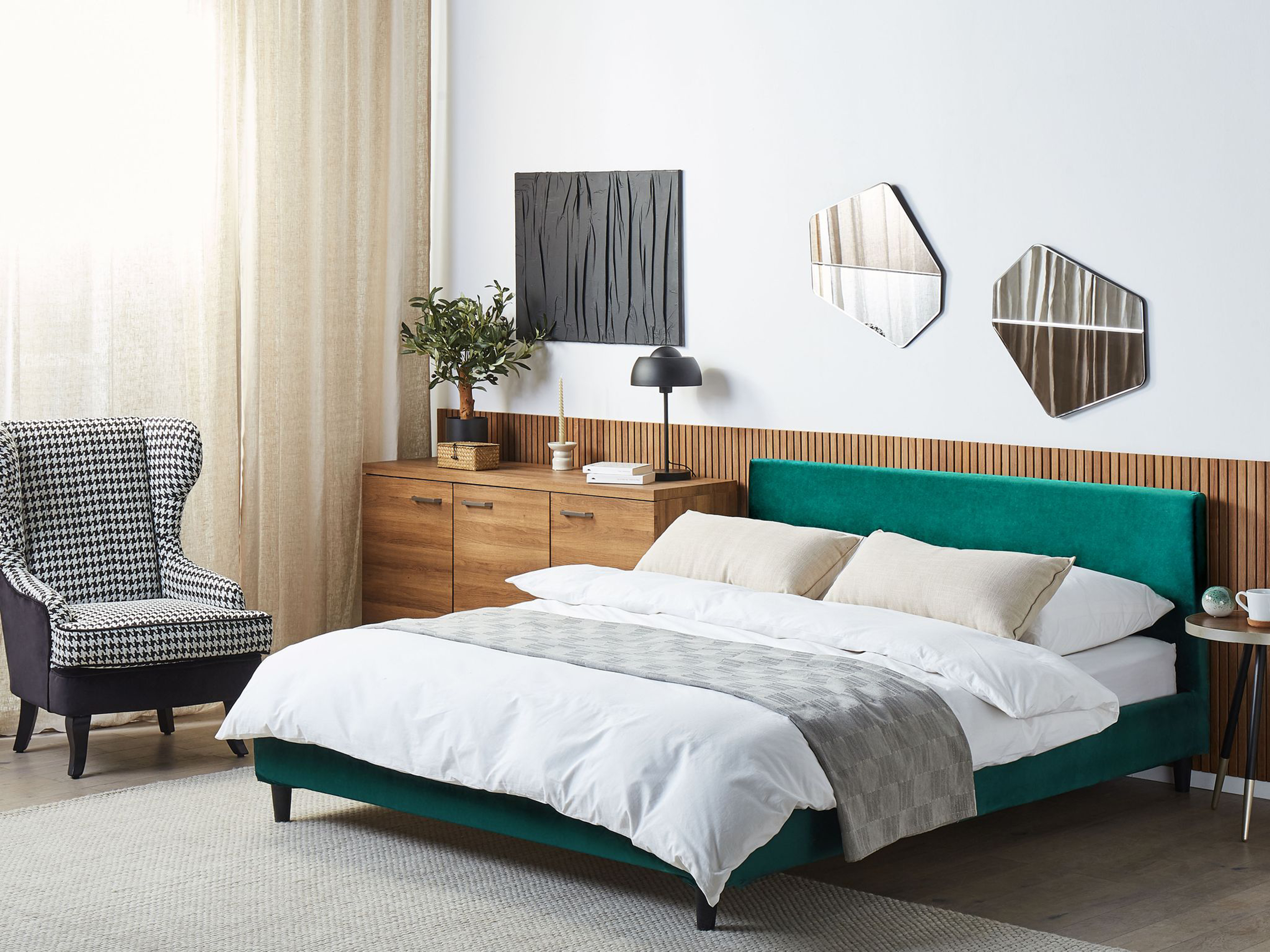 Bed Velvet FITOU 160 x 200 cm (EU King Size) Dark Green