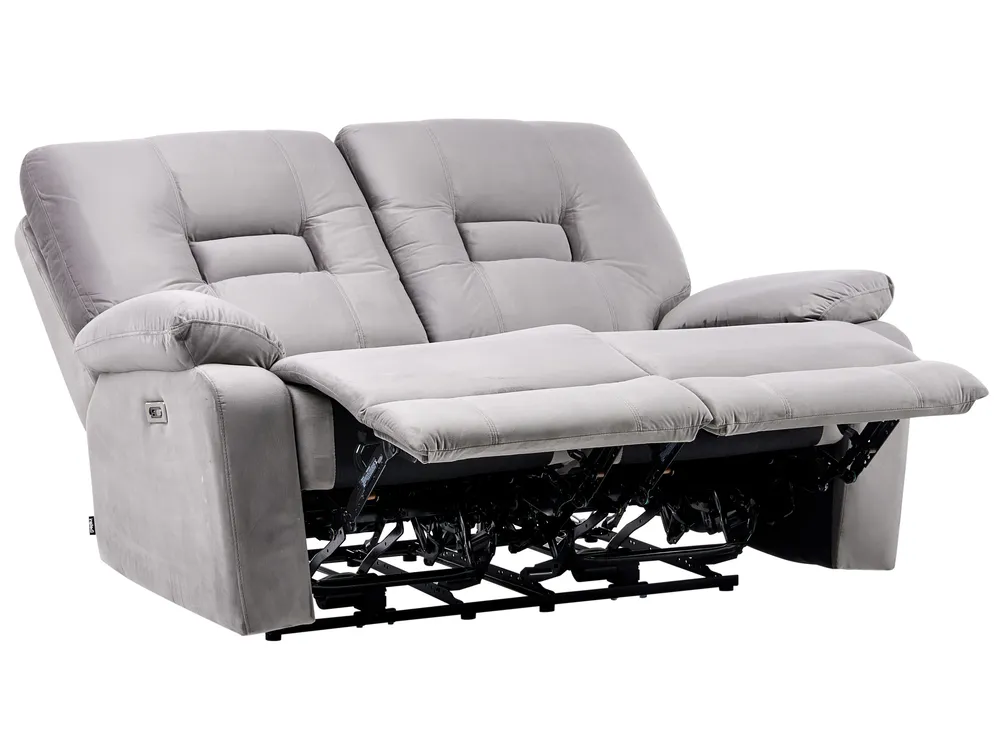 Electric Recliner Sofa 2 Seater BERGEN Velvet Grey_1080331