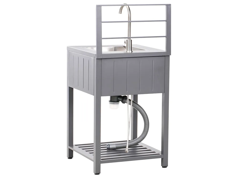 4 Piece Outdoor Kitchen Set with Sink VIGGIANO Grey Metal_981013