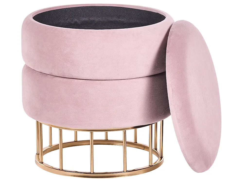 Puff med oppbevaring ELGIN Fløyel Rosa_772389