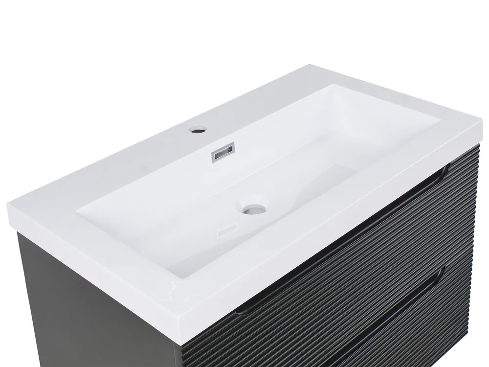Wall Mounted Vanity Unit with Basin MAKANA Black_1010052