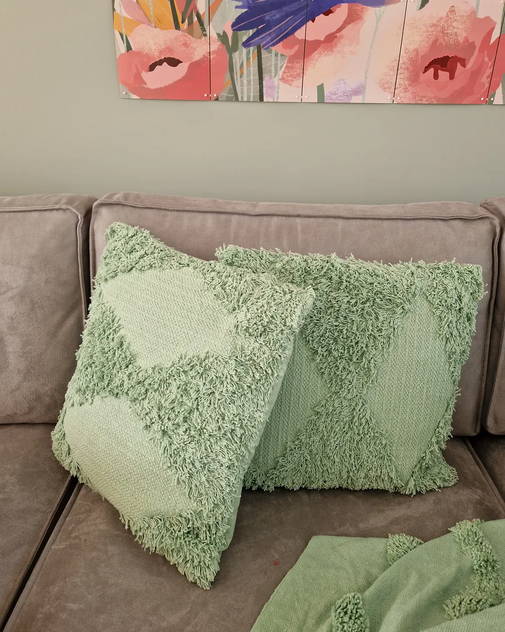 Set of 2 Decorative Cushions RHOEO Cotton 45 x 45 cm Light Green_940445
