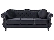 Sofa 3 Seater SKIEN Velvet Black_1170584