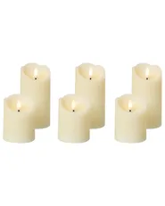 LED-kynttiläsetti 6 kpl AMOREA 10/15 cm Luonnonvalkoinen_1016031