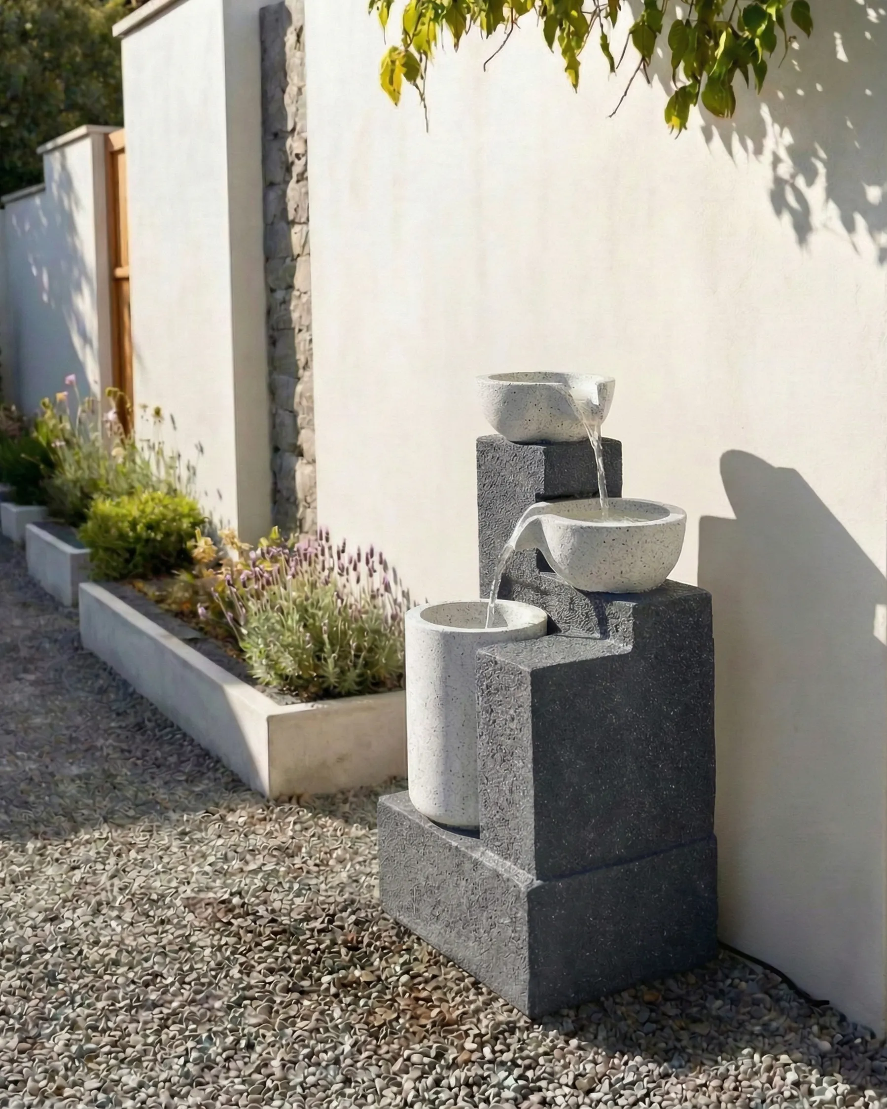Garden Water Feature LED NAGAMI Grey_1059546