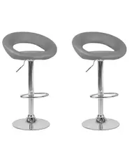 Set med 2 barstolar PEORIA Vridbar Konstläder Grå_743384