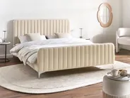 Säng med lamellram Sammet LUNAN 160 x 200 cm Ljusbeige_929263
