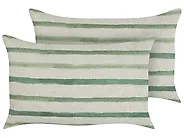 Set med 2 prydnadskuddar KAFRA 30 x 50 cm Grön Randigt_902159