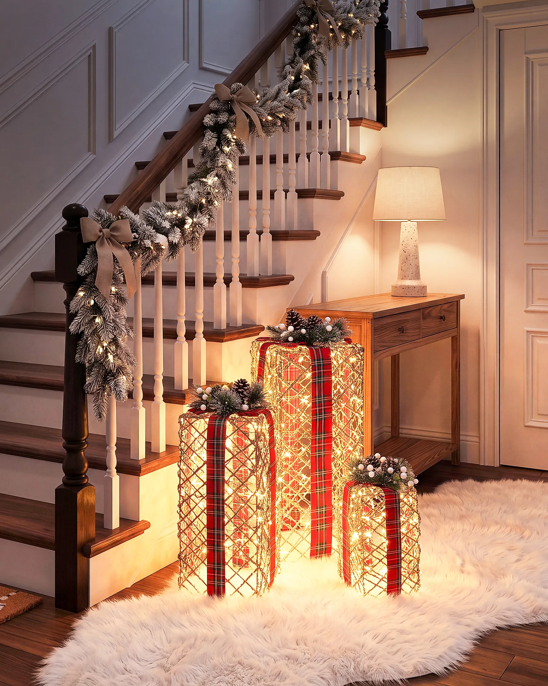 Set med 3 juldekorationer LED KAUSALA 65/55/45 cm Julklappar Brun_1179596
