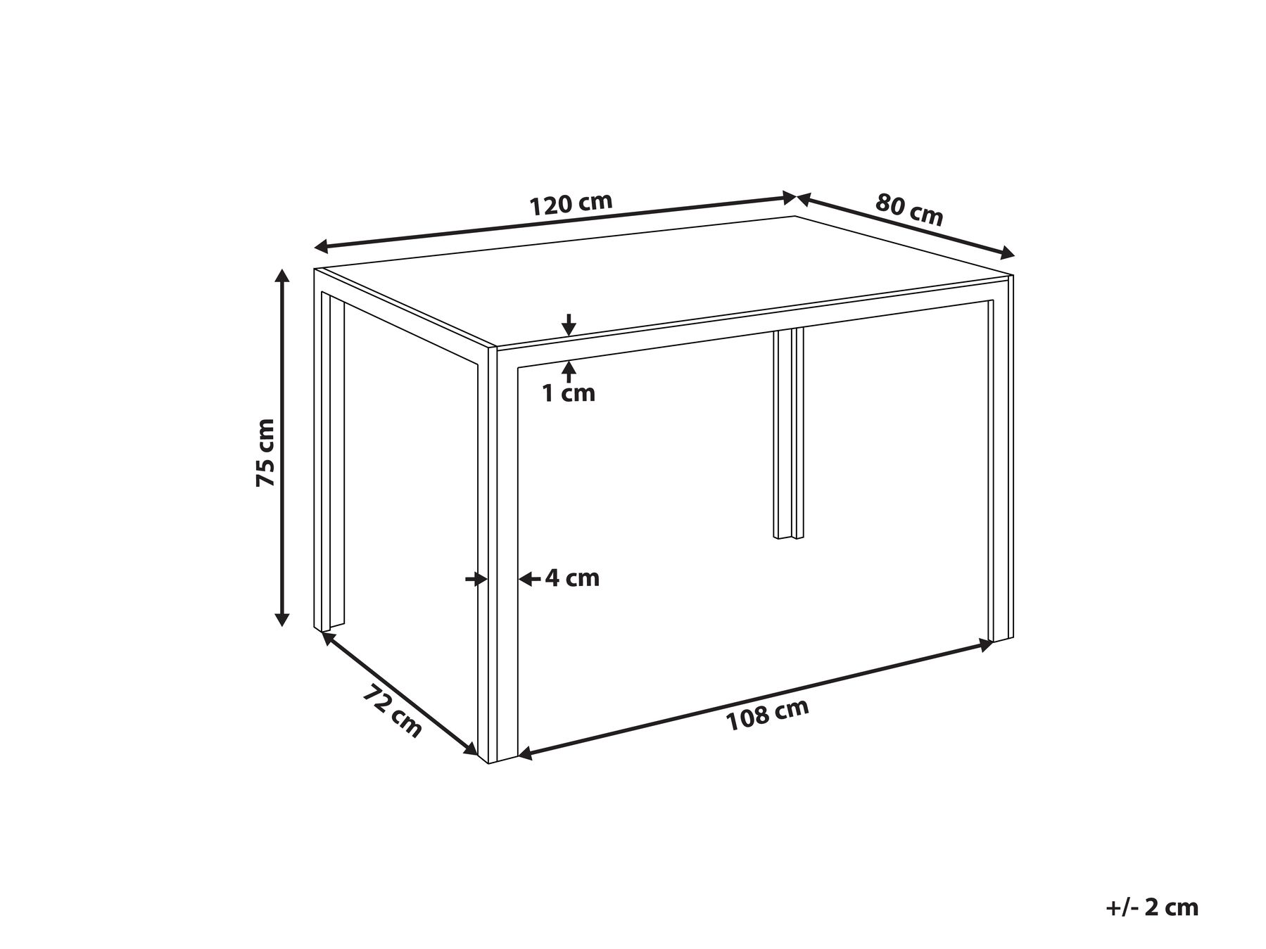 Matbord LAVOS Svart 120 cm 80 cm Härdat glas_998694