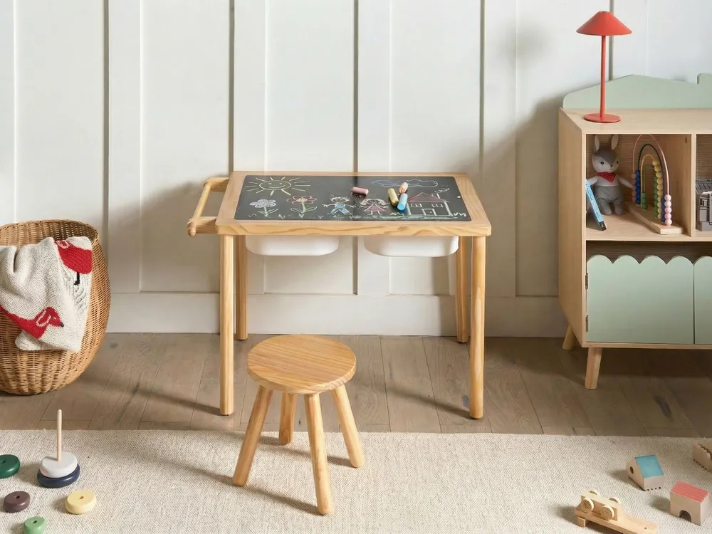 Lasten pöytä ja tuoli KEMPSEY montessori säilytystila Vaaleanruskea_1047497