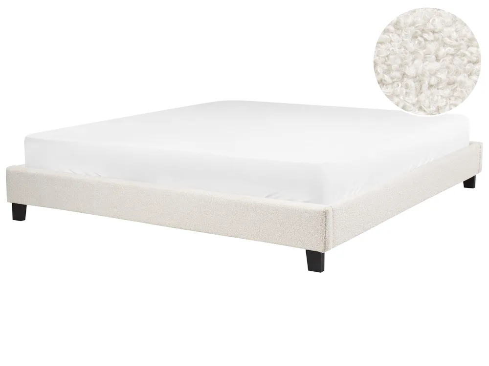 Bed without Headboard Boucle ROANNE 180 x 200 cm (EU Super King) Light Beige