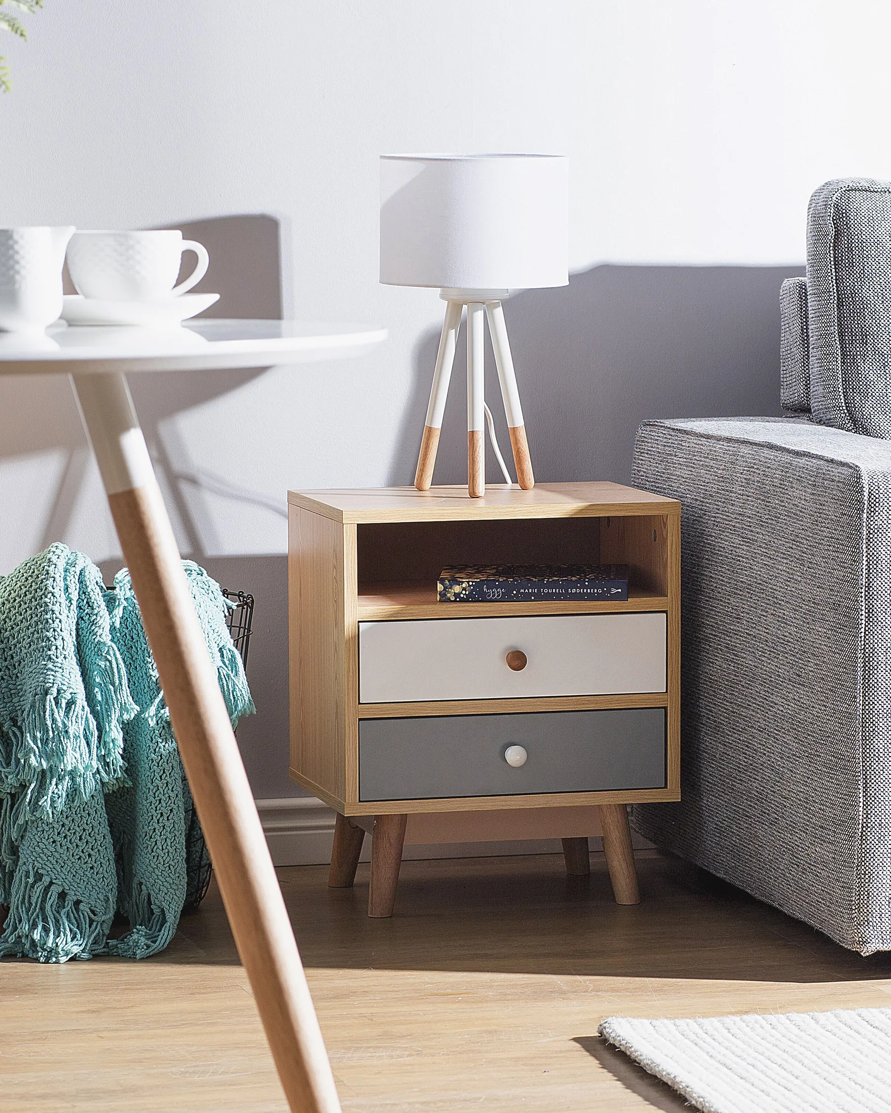 2 Drawer Bedside Table FARGO Light Brown_692808