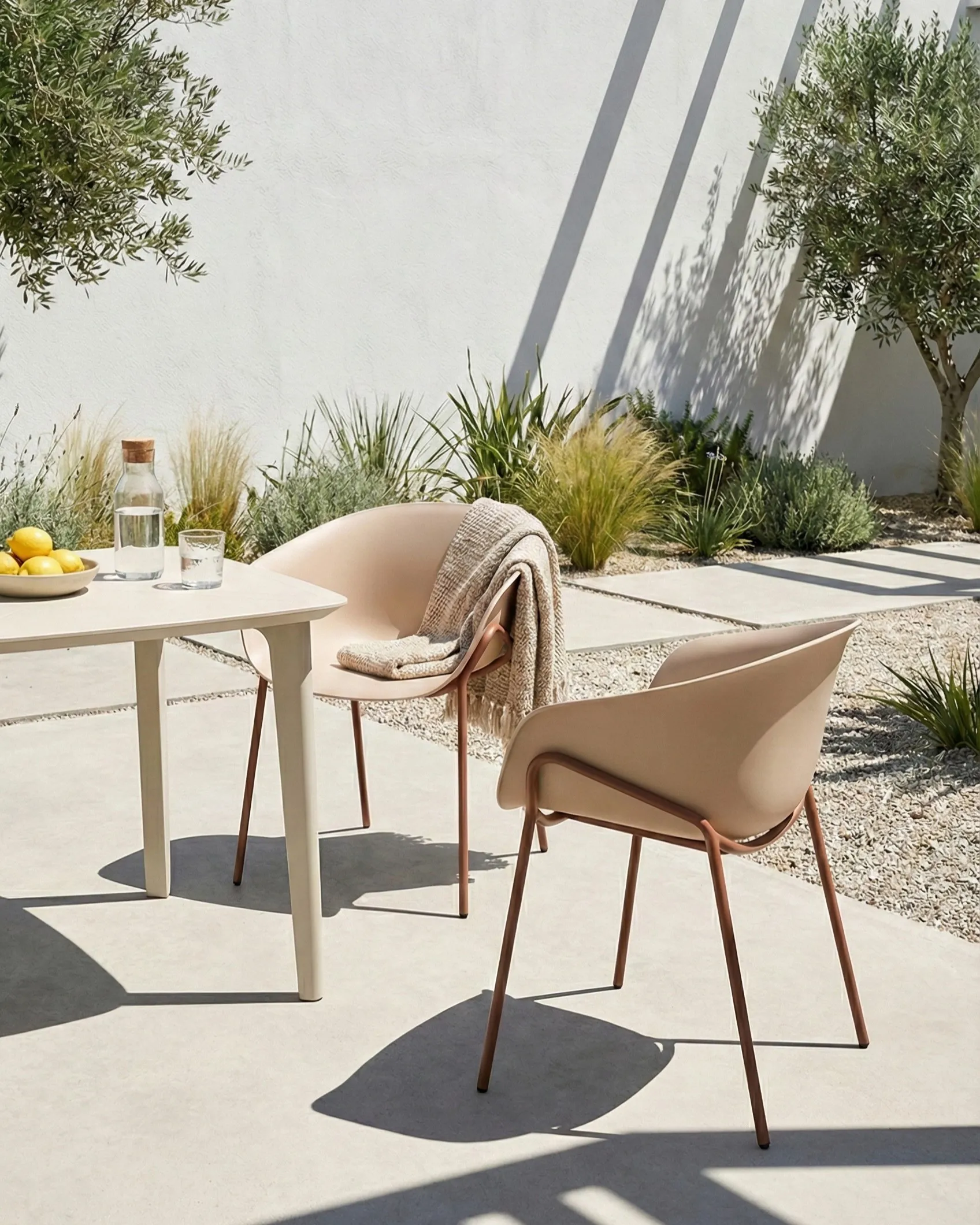 Set of 2 Garden Chairs METEORA Synthetic Material Beige_1045312
