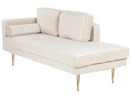Left-Hand Chaise Longue MIRAMAS Velvet Beige_848628