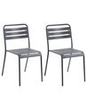 Set of 2 Garden Chairs LEFKADA Metal Dark Grey