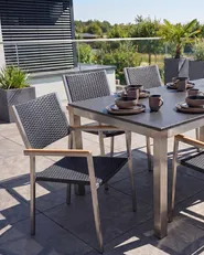 Set of 4 Garden Chairs GROSSETO PE Rattan Black_818416