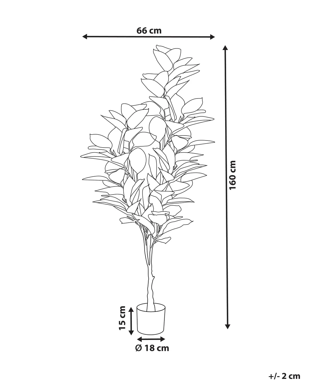 Konstgjord växt FICUS ELASTICA 160 cm Grön_917207