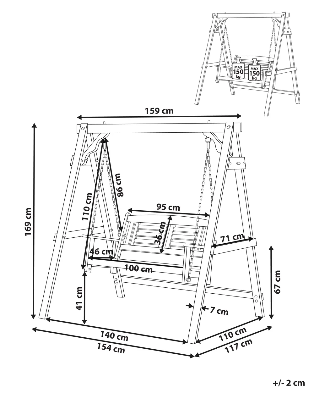 Hammock NERITO Granträ Mörkbrun_959599
