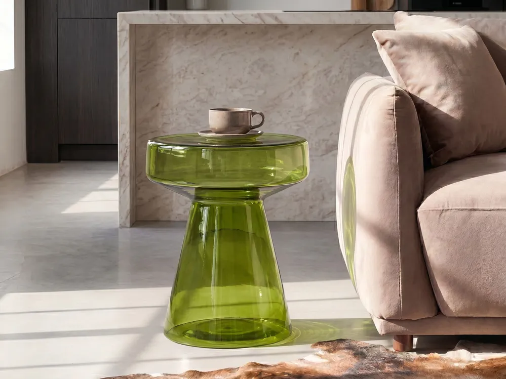 Set of 2 Side Tables LAGUNA/CALDERA Glass Green_1093636