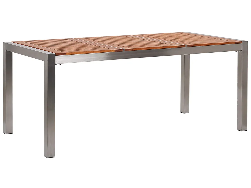 Garden Dining Set 6 Seater GROSSETO Eucalyptus Wood Brown/ Black_768470