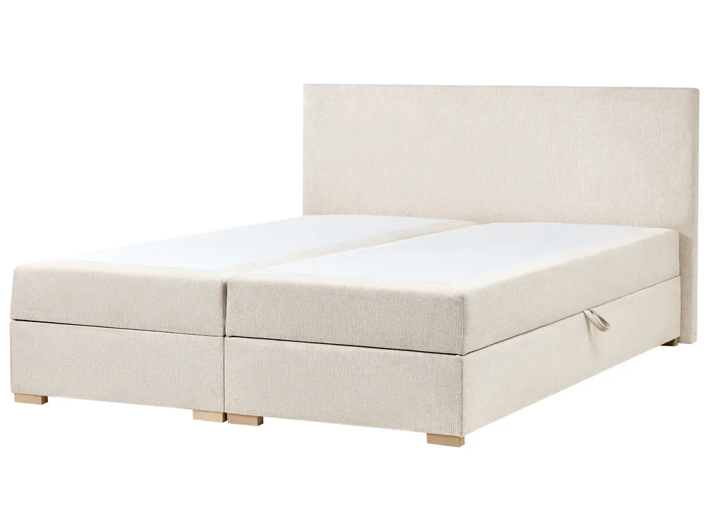Divan Bed with Storage MAJOR Fabric Light Beige 180 x 200 cm (EU Super King)_1028076