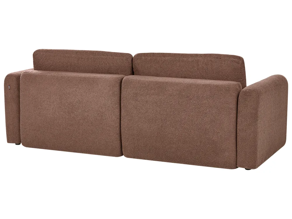 Bäddsoffa 3-sits VAXHOLM med förvaring Bouclé Brun_1026758