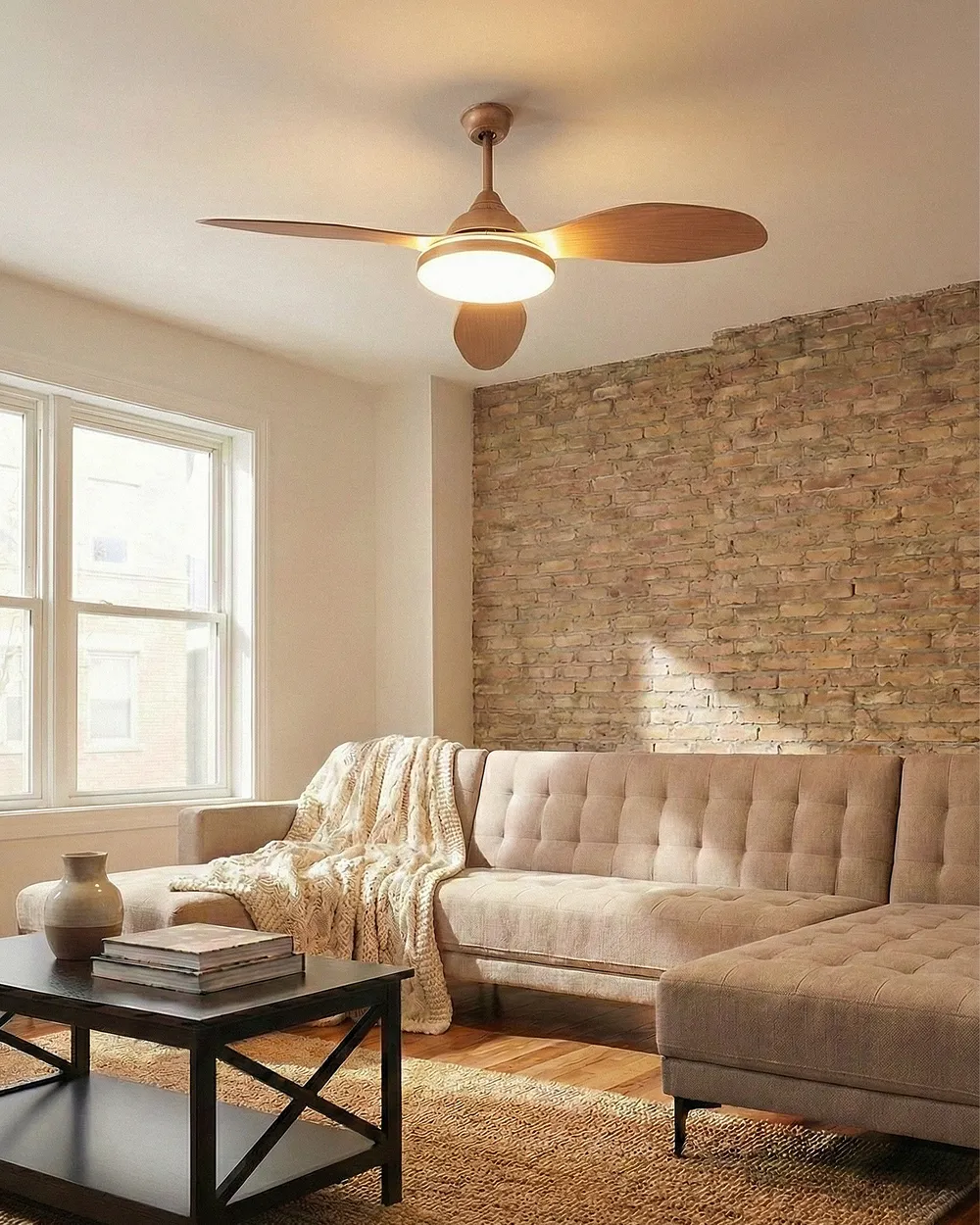 Ceiling Fan with Light MUDDY with Remote Light Brown
