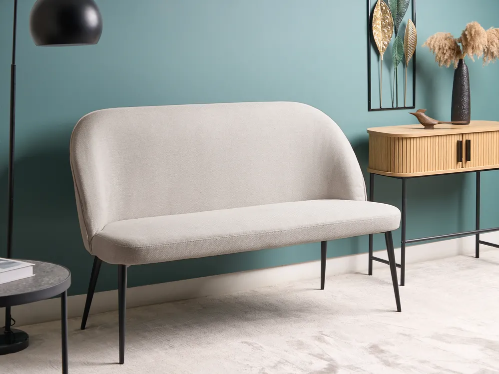 Dining Bench 2 Seater OSBY Fabric Light Grey