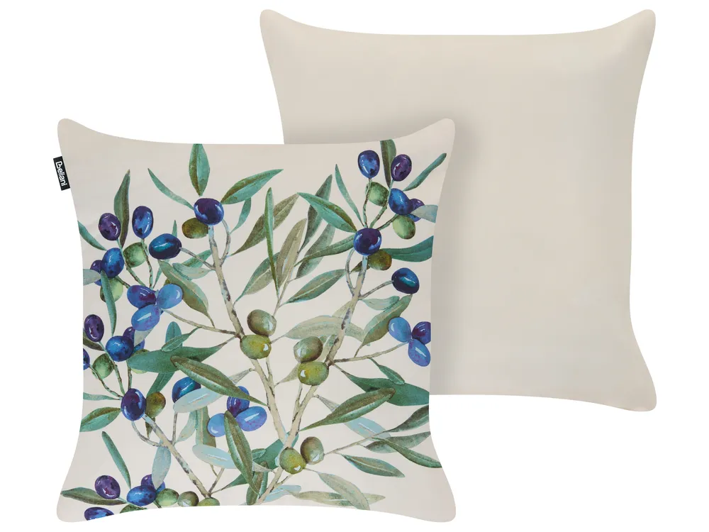 Set of 2 Outdoor Cushions ALOYSIA Plant Pattern 45 x 45 cm Light Beige