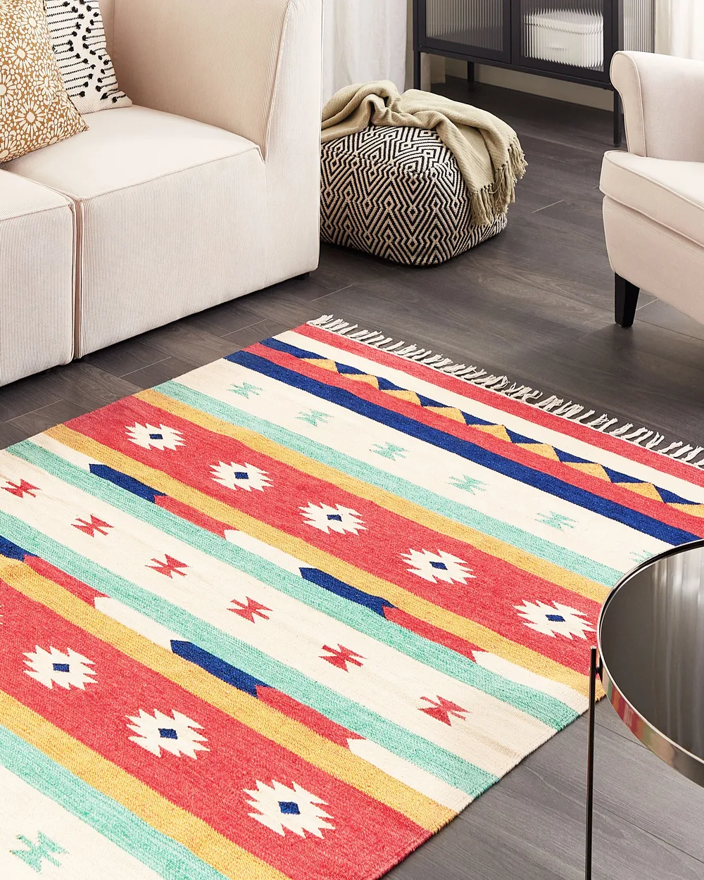 Rug MARGARA Multicolour 140 x 200 cm Kilim Cotton