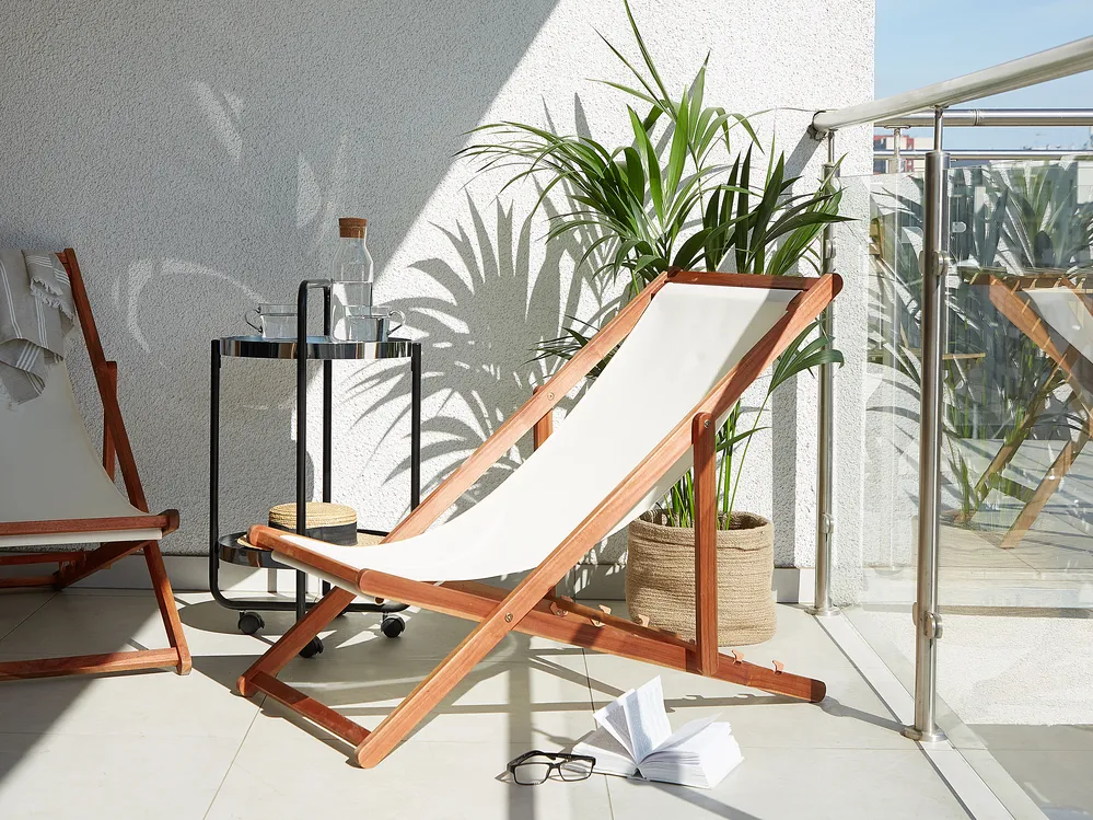 Folding Deck Chair ANZIO Acacia Wood Dark Brown