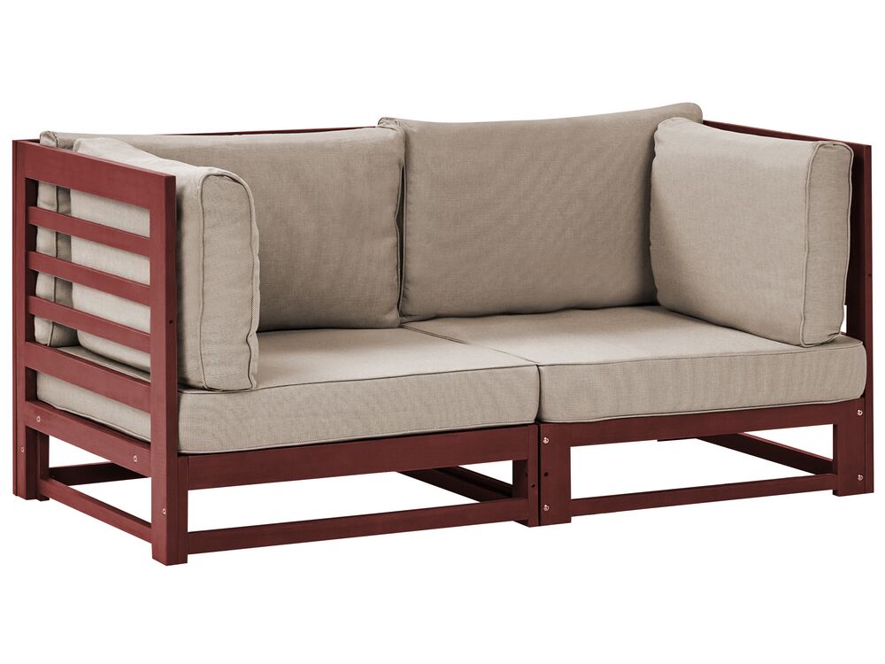 Garden Sofa 2 Seater TRANI Modular Acacia Wood Dark Red