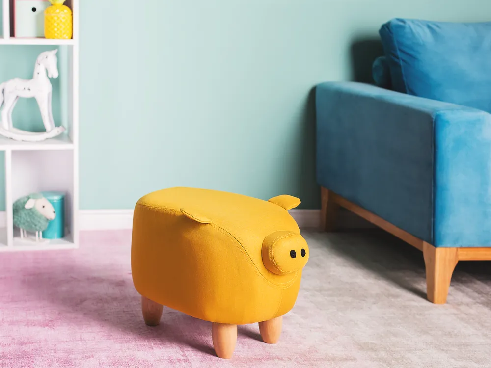 Animal Stool PIGGY Pig Fabric Yellow