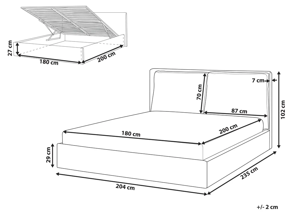 Ottoman Bed BAJONNA Fabric Dark Green 180 x 200 cm (EU Super King)_970643