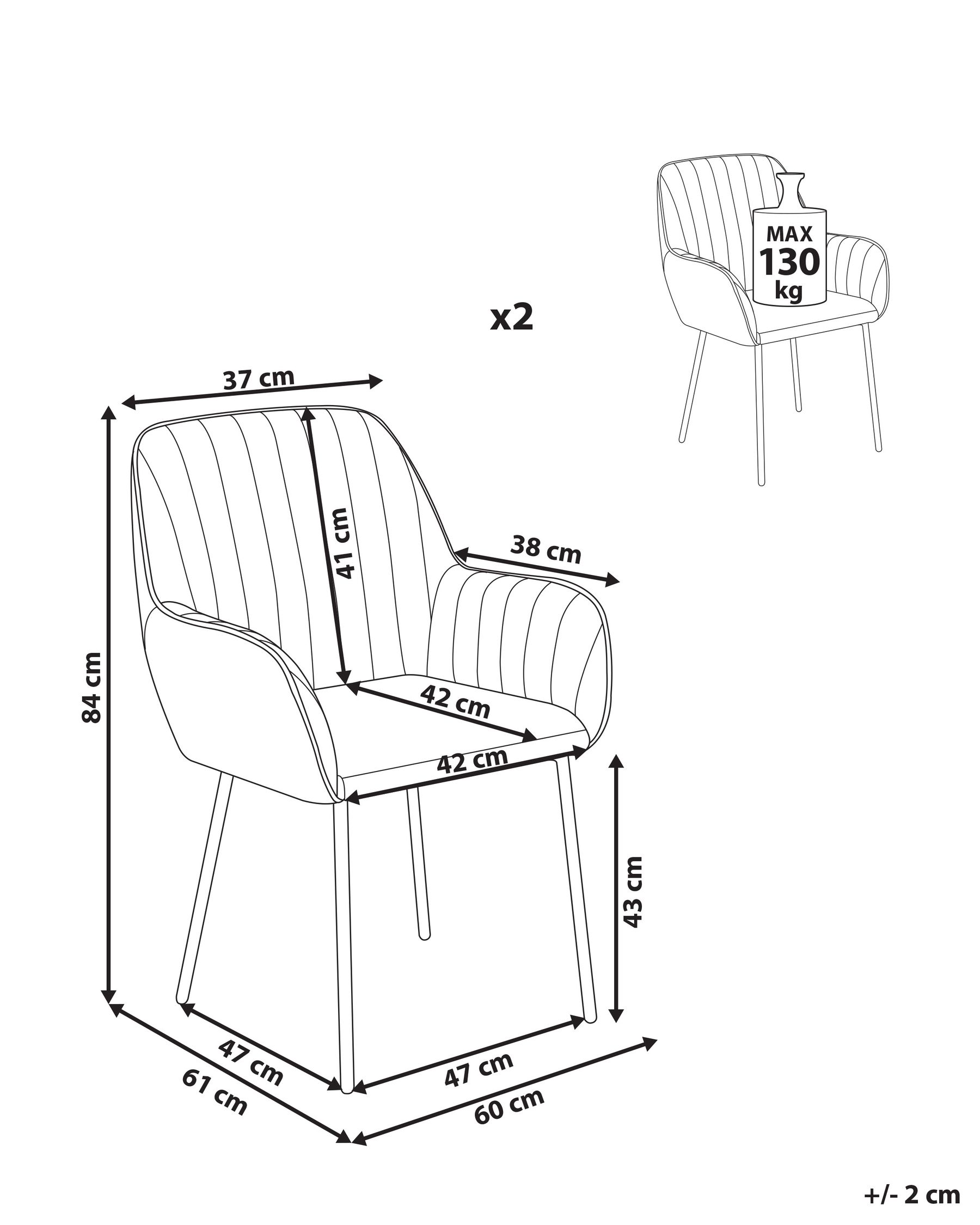 Set of 2 Dining Chairs WELLSTON Velvet Off-White_901879