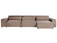 Modular Corner Sofa 4 Seater HELLNAR Fabric Light Brown Left Hand_912358