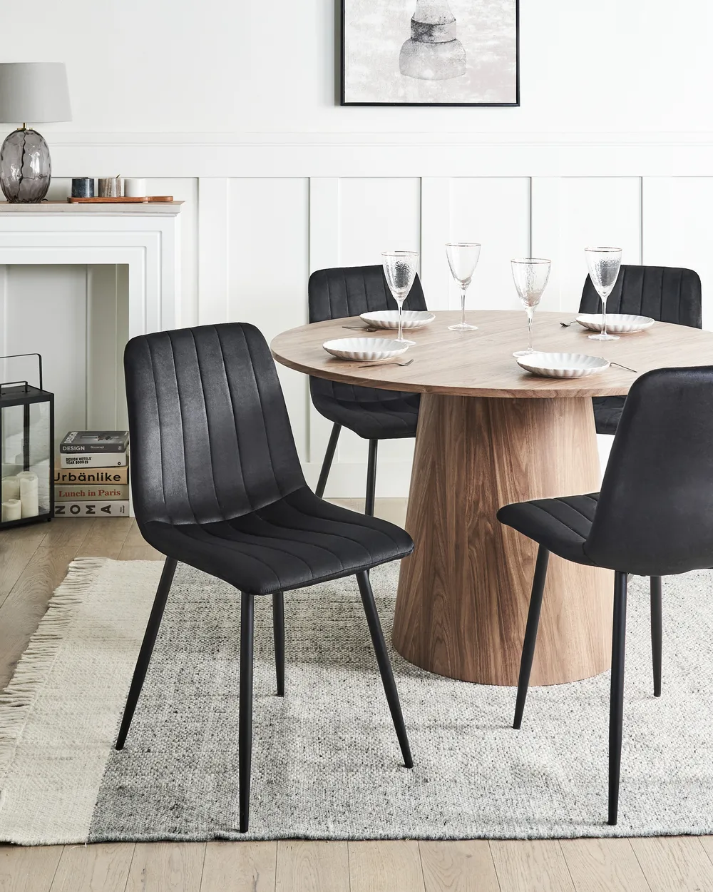 Set of 4 Dining Chairs KALISPELL Velvet Black