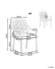 Set of 4 Garden Chairs with Cushions ANCONA Metal Black_806911