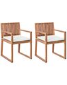Set of 2 Garden Chairs with Cushions SASSARI II PREMIUM Certified Acacia Wood Off-White