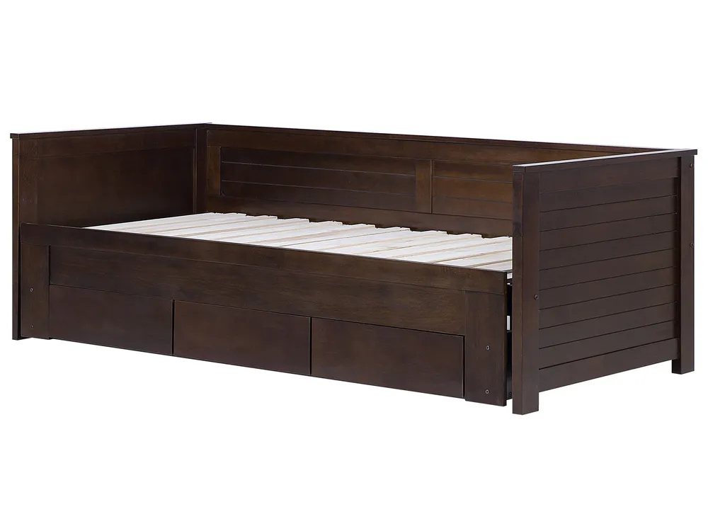 Bed with Storage Drawers Wood CAHORS 90 x 200 cm (EU Single) Dark Brown_729427