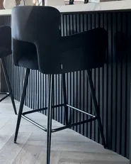 Set of 2 Bar Chairs SANILAC Velvet Black_1036675
