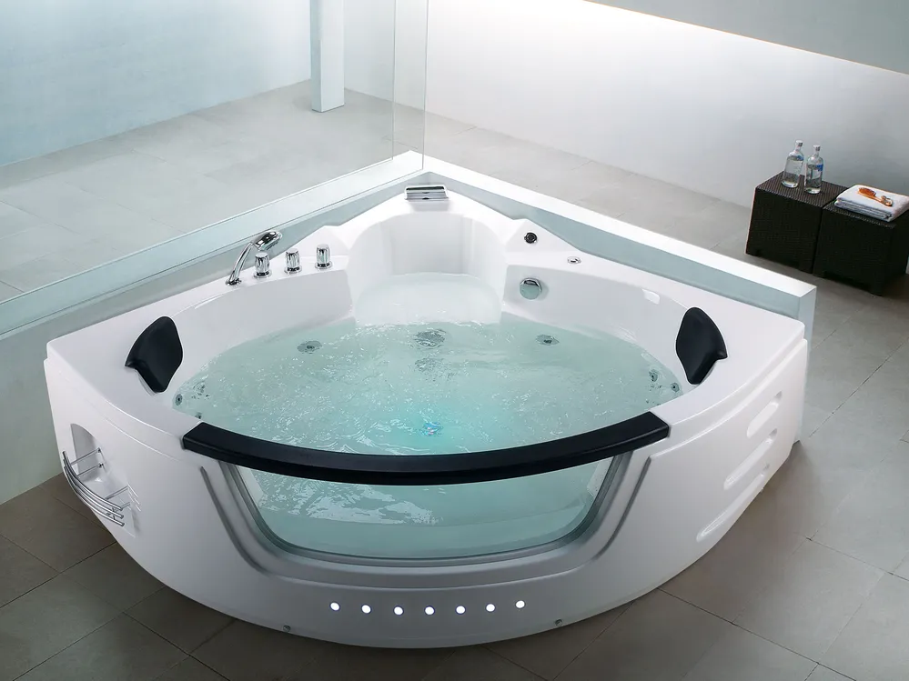 Corner Hot Tub with LED MARTINICA 2140 x 1550 mm White