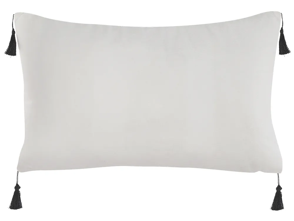 Set of 2 Decorative Cushions SCHEFFLERA 30 x 50 cm Velvet White Geometric Pattern_815378
