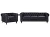 Living Room Set 4 Seater CHESTERFIELD Velvet Black
