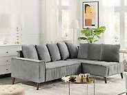 Corner Sofa GRENA Velvet Light Grey Left Hand_1179048