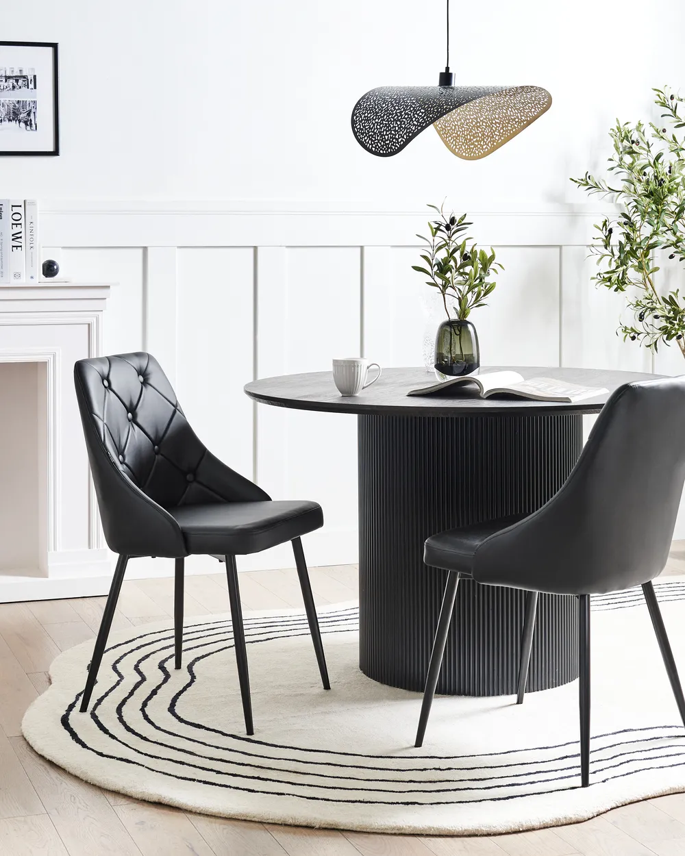 Set of 2 Dining Chairs VALERIE Faux Leather Black