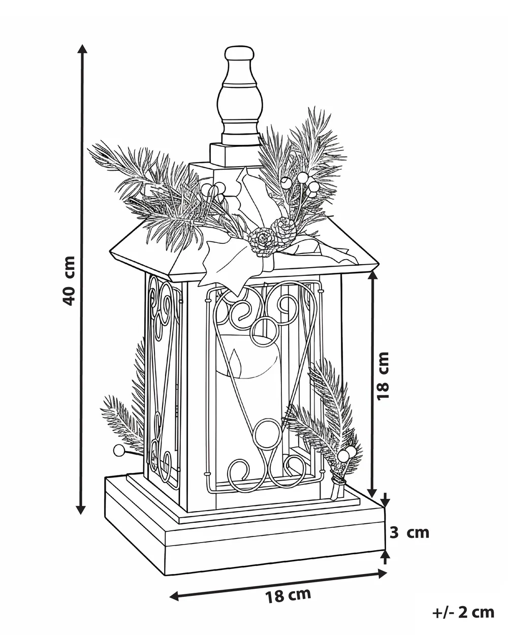 LED-lyhty SAIMA 40 cm Jouluinen Tummanruskea_1028205